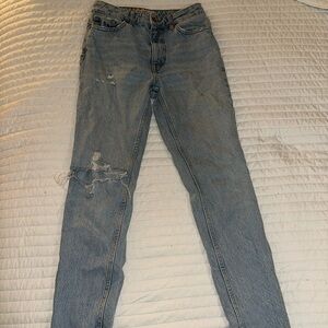 Zara Faded Blue Ripped Skinny Jeans